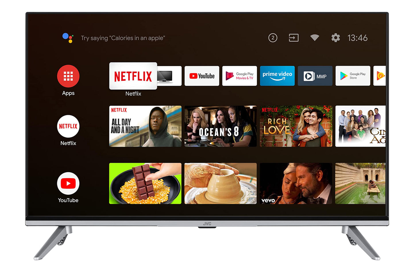 JVC 32 Zoll Fernseher Android TV (HD-Ready Smart TV, HDR, Triple-Tuner, Google Play Store) LT-32VAH3355