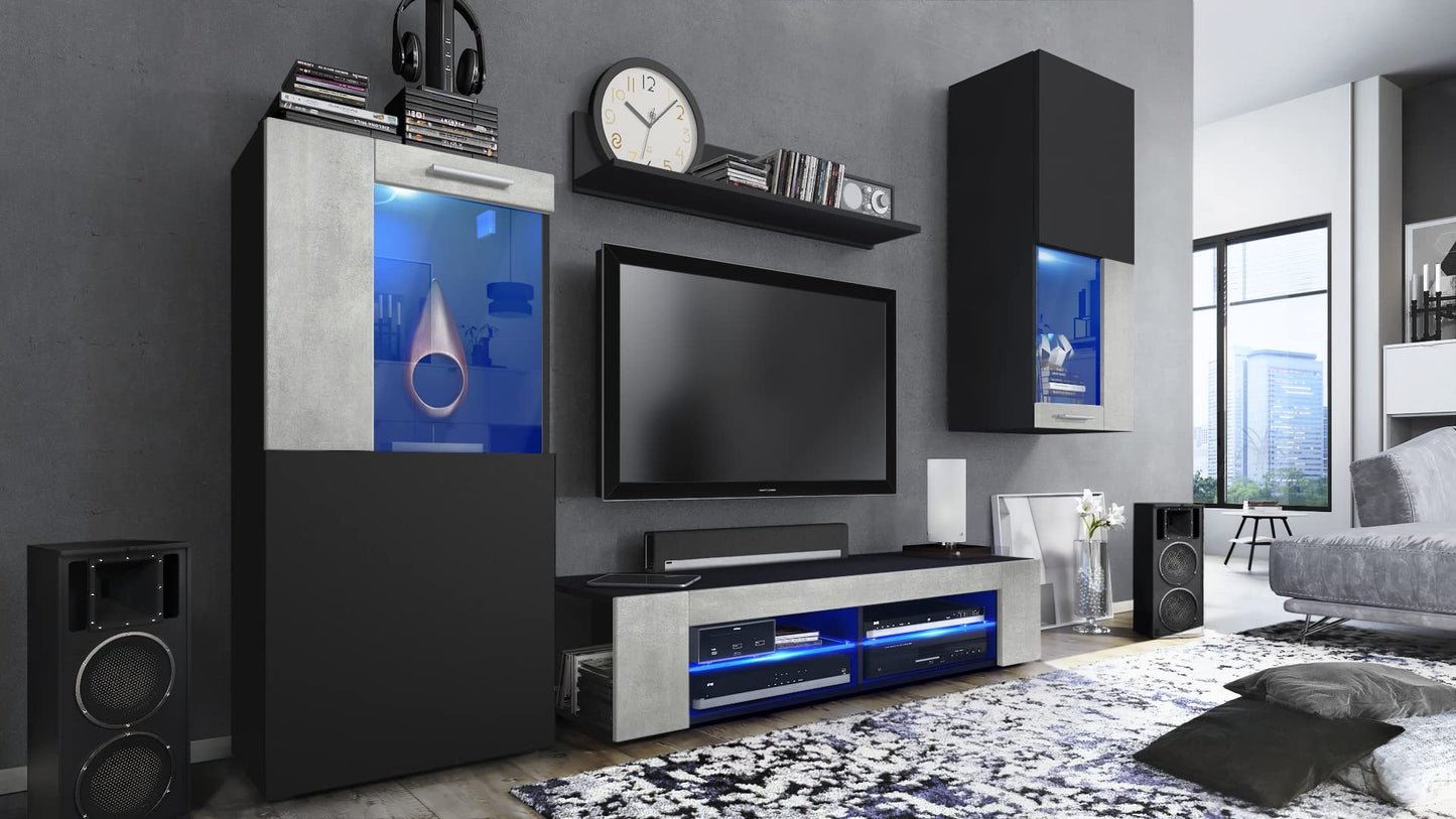 Vladon Movie Wall Unit, Black