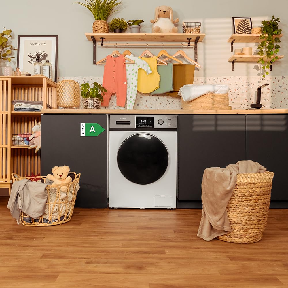 Cecotec Waschmaschine 7 kg Frontlader Bolero Dresscode 7410 Inverter A. 1850W, 1200 U/min einstellbar, 16 Programme, Inverter Plus Motor, Niedriger Verbrauch, Dampf, Kleidung sterilisieren