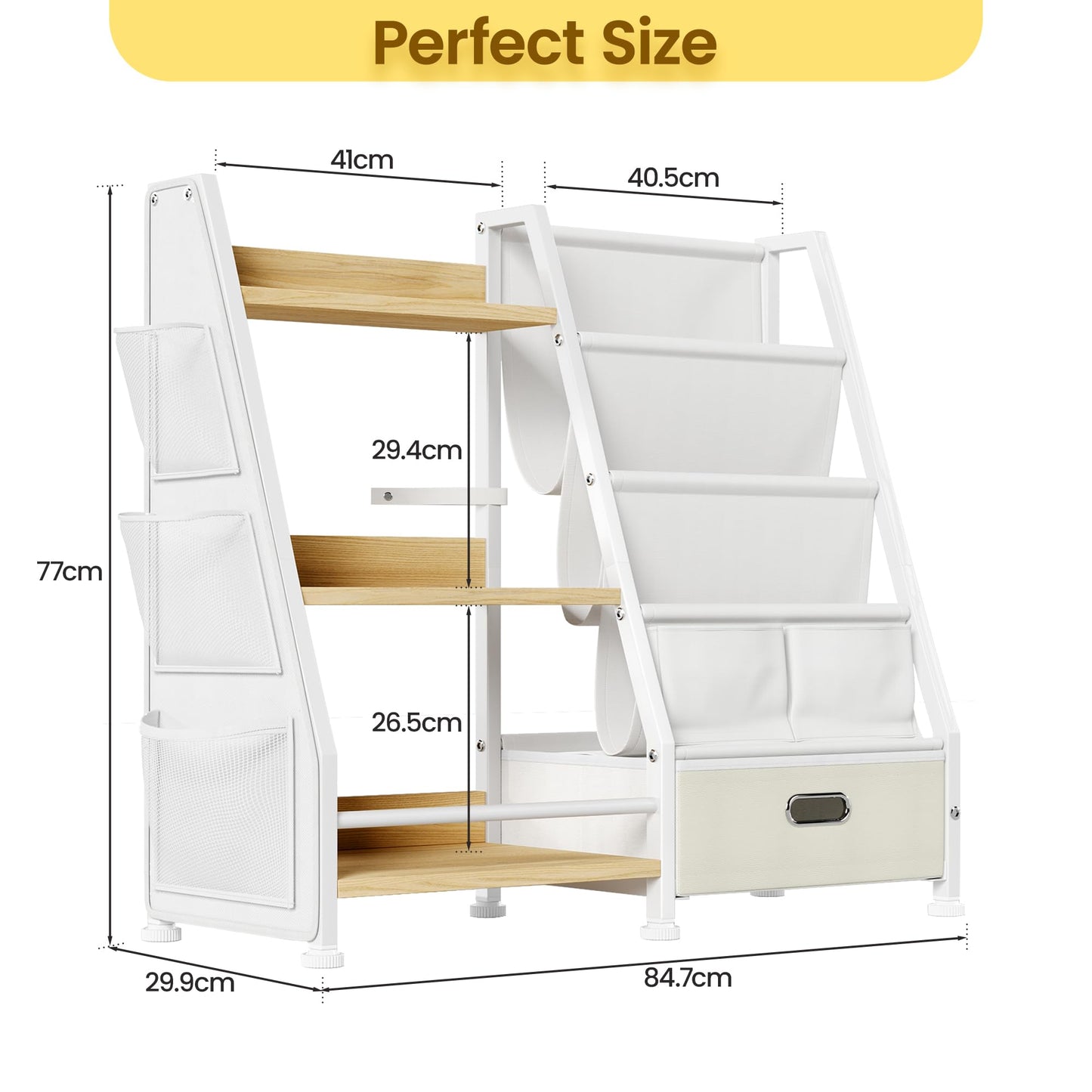 Children's Bookcase Children's Room Toy Shelves: Open Storage Shelf with 6 Compartments - Toddler Display Books Furniture, Nursery, Playroom