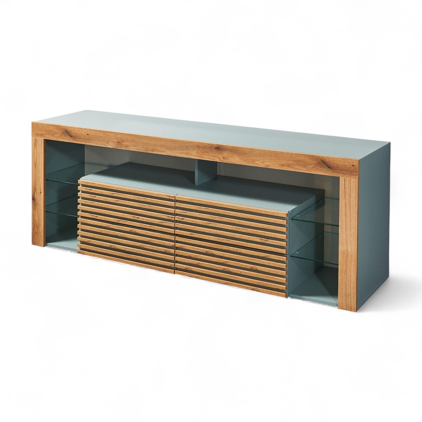GOAL TV Lowboard in Matt Grey with LED Lighting, High-Quality TV Board with Lots of Storage Space for Your Living Room, 153 x 44 x 44 cm (W x H x D)