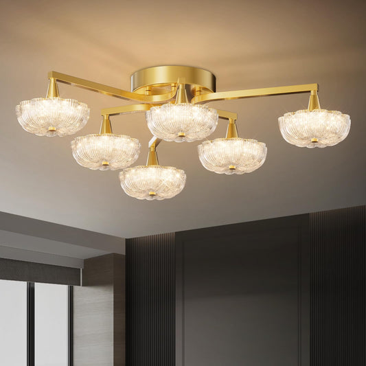 LED Ceiling Light, Modern Ceiling Light with Remote Control, Diameter 68 cm, Gold Dimmable Living Room Lamp, Colour Changing 3000 K - 6000 K with Memory Function, Kitchen Lamp, Bedroom Lamp Ceiling