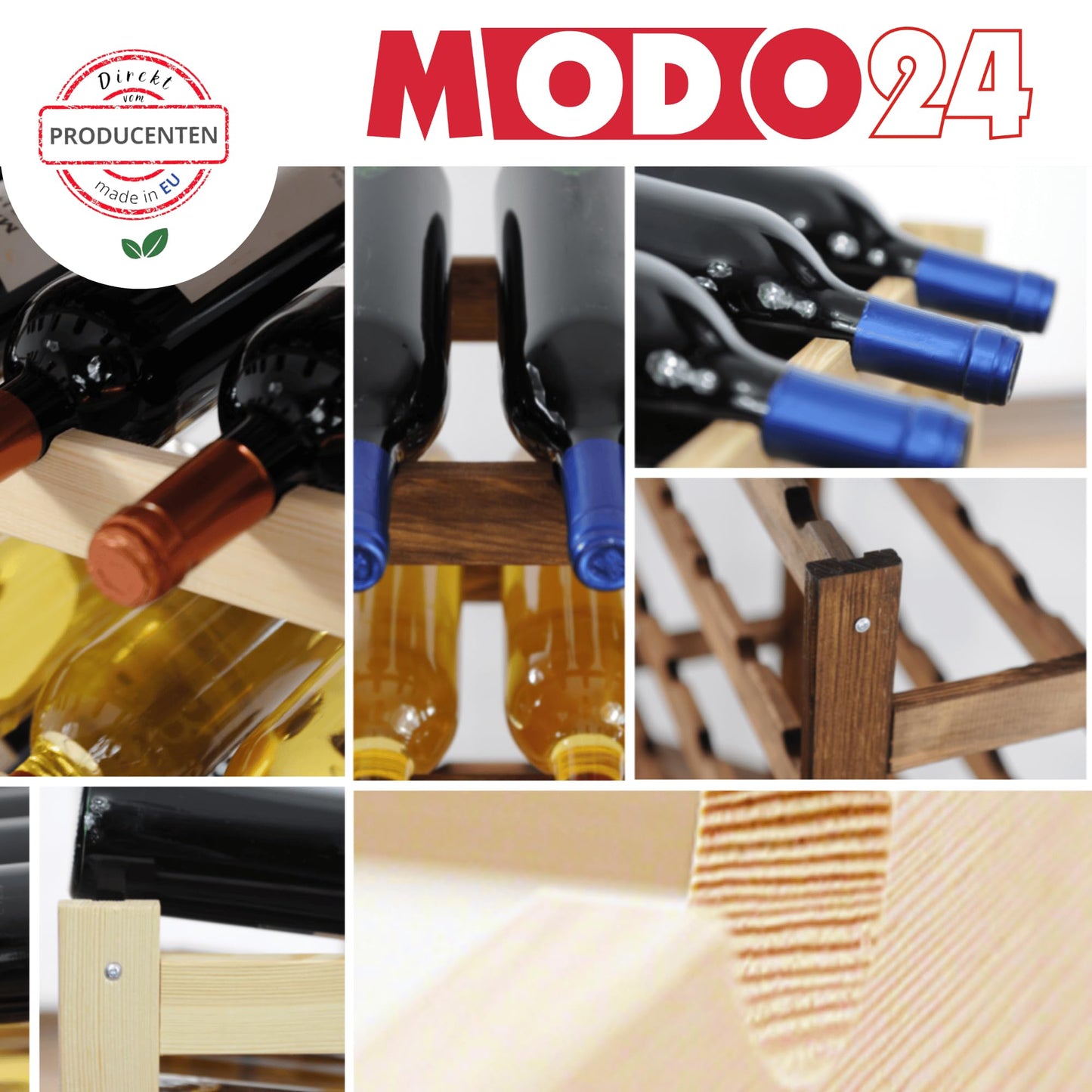 Untreated Wooden Wine Rack, 63.0 x 25.0 x 102.0 cm