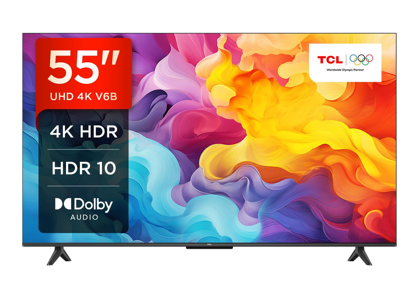TCL 43V6C 43 Inch 4K UHD Smart TV - HDR10+, HVA Panel, Dolby Vision, Google TV, HDMI 2.1, DVB-T2/C/S2, Bluetooth 5.2, Voice Control with Alexa & Google Assistant