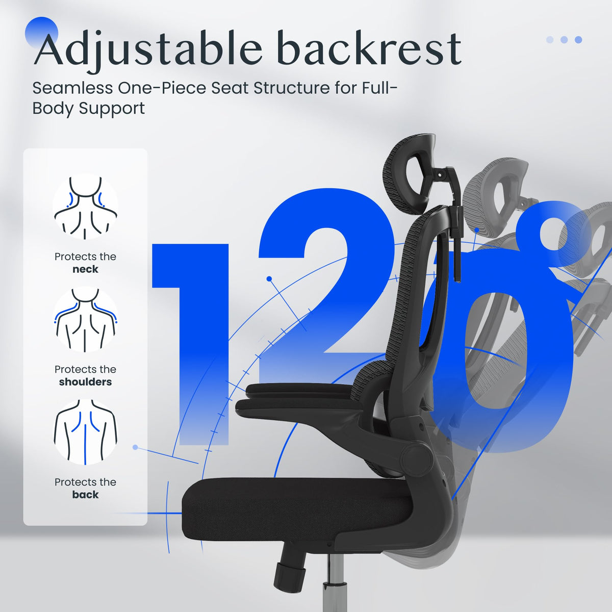 FLEXISPOT OC3C Office Chair Ergonomic Desk Chair Computer Chair Height-Adjustable Seat Headrest Armrest Lumbar Support Swivel Castors Work Chair