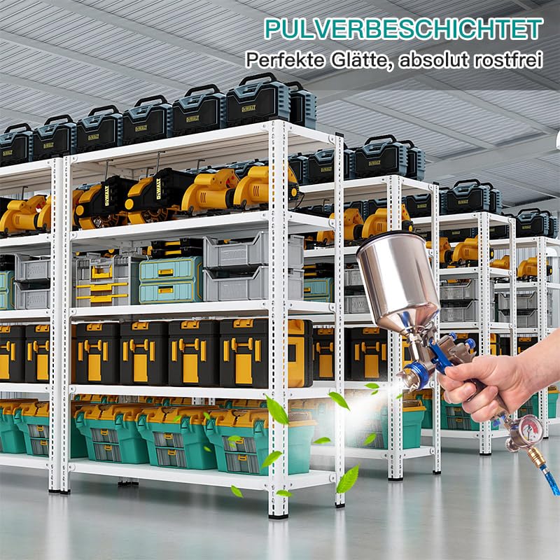 Screw Shelf Storage Rack Black 1080 kg Total Load 80 x 30 x 180 cm 6 Shelves (180 kg Base) Metal Stable