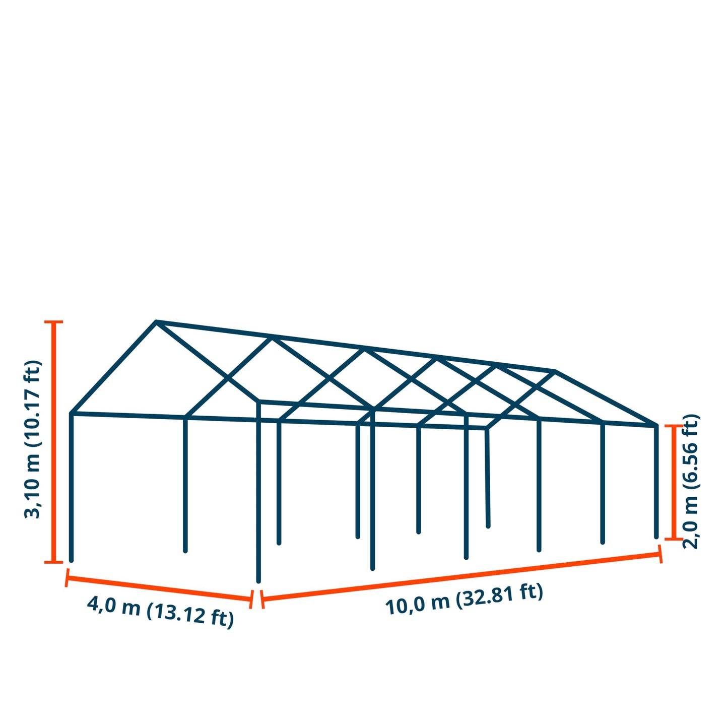 TOOLPORT PE Premium Variant Tent, 3x6 m
