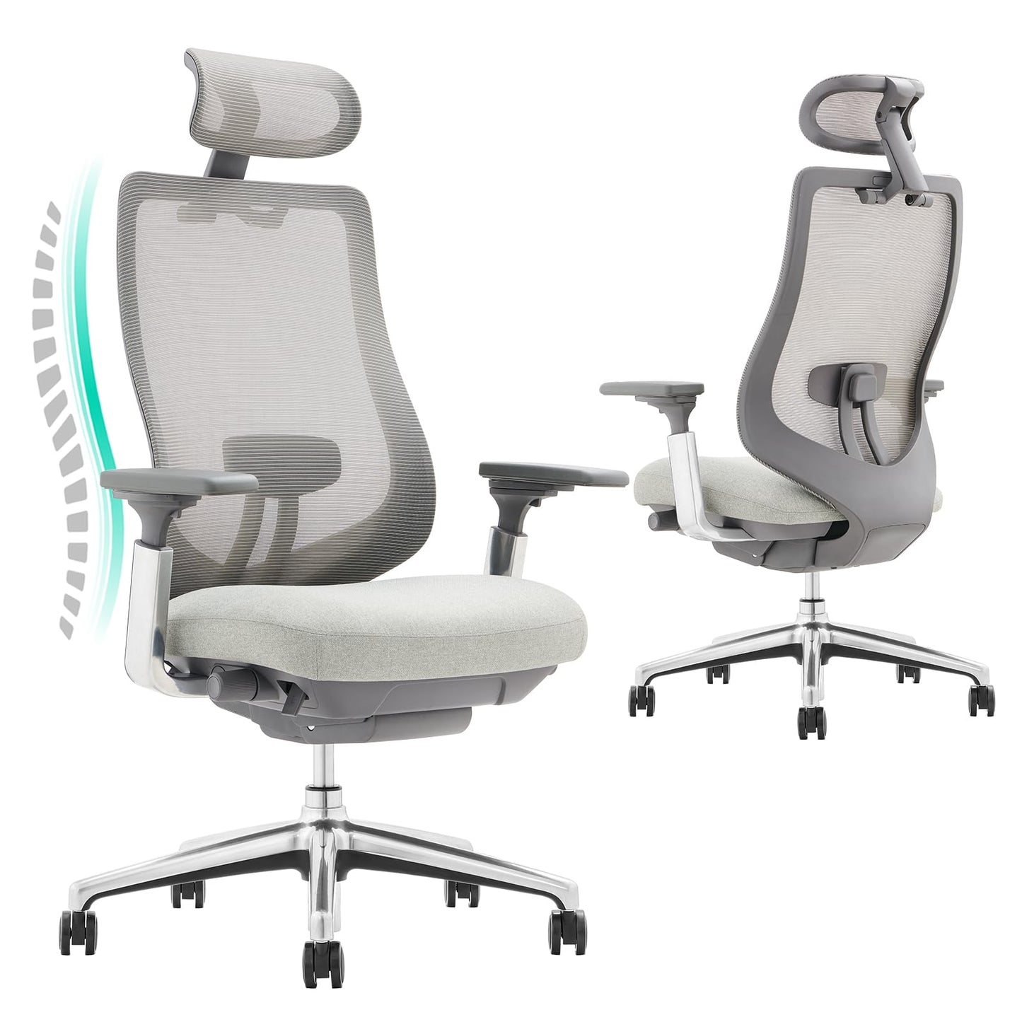 COLAMY Ergonomic Office Chair with Massage Function, Ergonomic Desk Chair with Heating Function, Executive Chair with Footrest, 360° Swivel Chair, 94-125° Adjustable Backrest, for Office, Black