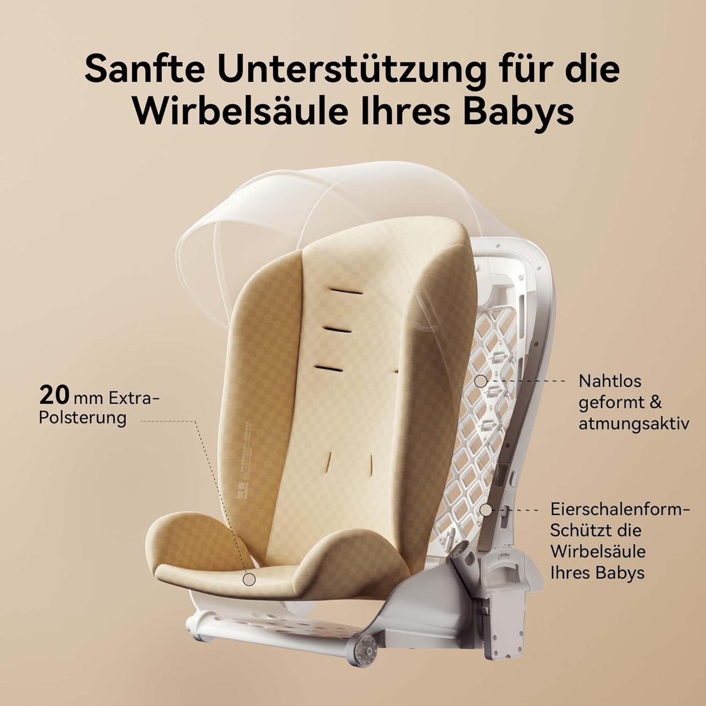 Bebebus Folding Compact Pushchair 4 Wheel Padded Pushchair Multi-Function Adjustable in Both Directions Foldable Suitable for Babies from Birth to 22kg