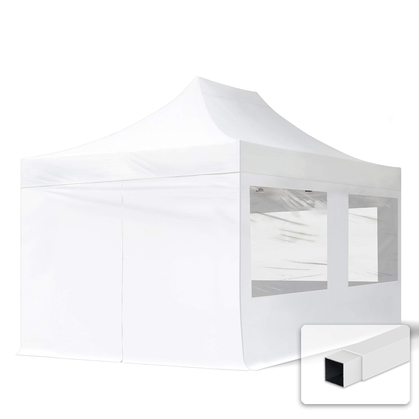 TOOLPORT 3 x 6 m Folding Gazebo Party Tent Gazebo Steel 30 mm 4 Side Panels Panoramic Window Cream