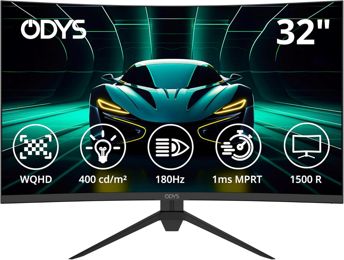ODYS i27-Q-180-27 Inch Gaming Monitor (69 cm Screen, WQHD, 2,560 x 1,440 Pixels, 180 Hz, 1ms Response Time (MPRT), Fast IPS Panel, 120% sRGB, FreeSync, 2x HDMI, 2x Display Port)
