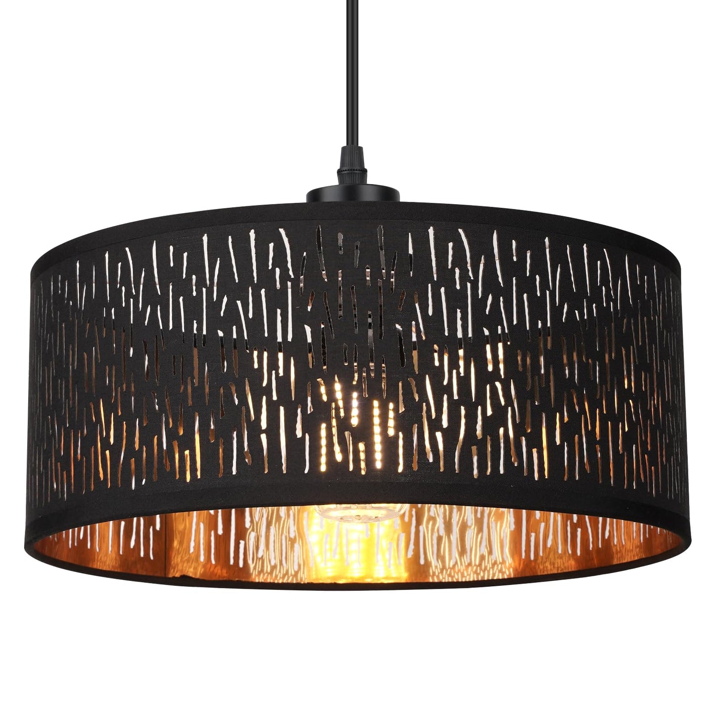 FRIDEKO HOME Moderne Deckenlampe Schwarz,Durchbrochener Rund Ø30cm Deckenleuchte E27 One Flammige Stoff Lampenschirm Lampe für Schlafzimmer Wohnzimmer Küche Flur