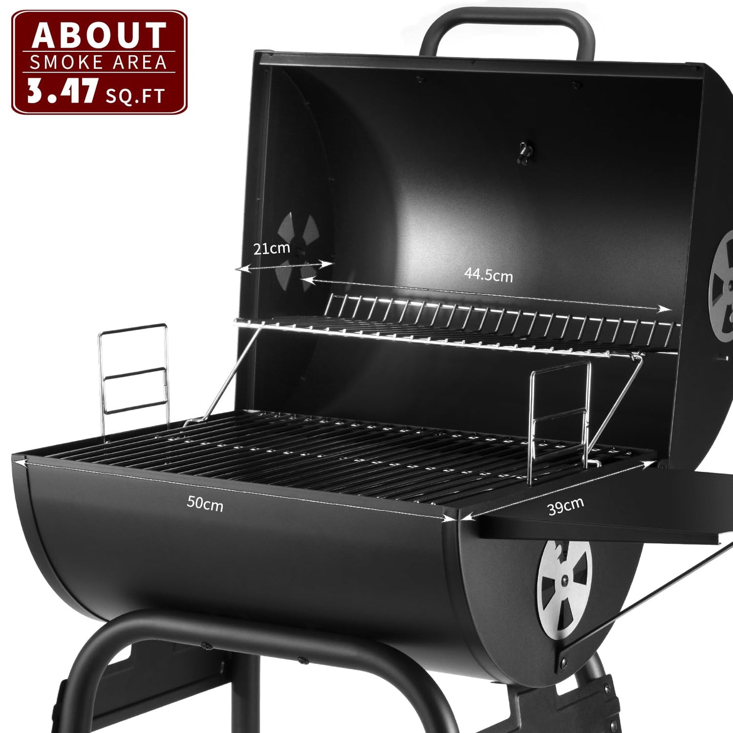Charcoal Grill Trolley - Charcoal Grill Handle, Grill Grate and Thermometer, Charcoal Grills with Lid | Smoker Grill Charcoal Grill Large BBQ Grill Garden Grill Charcoal Charcoal