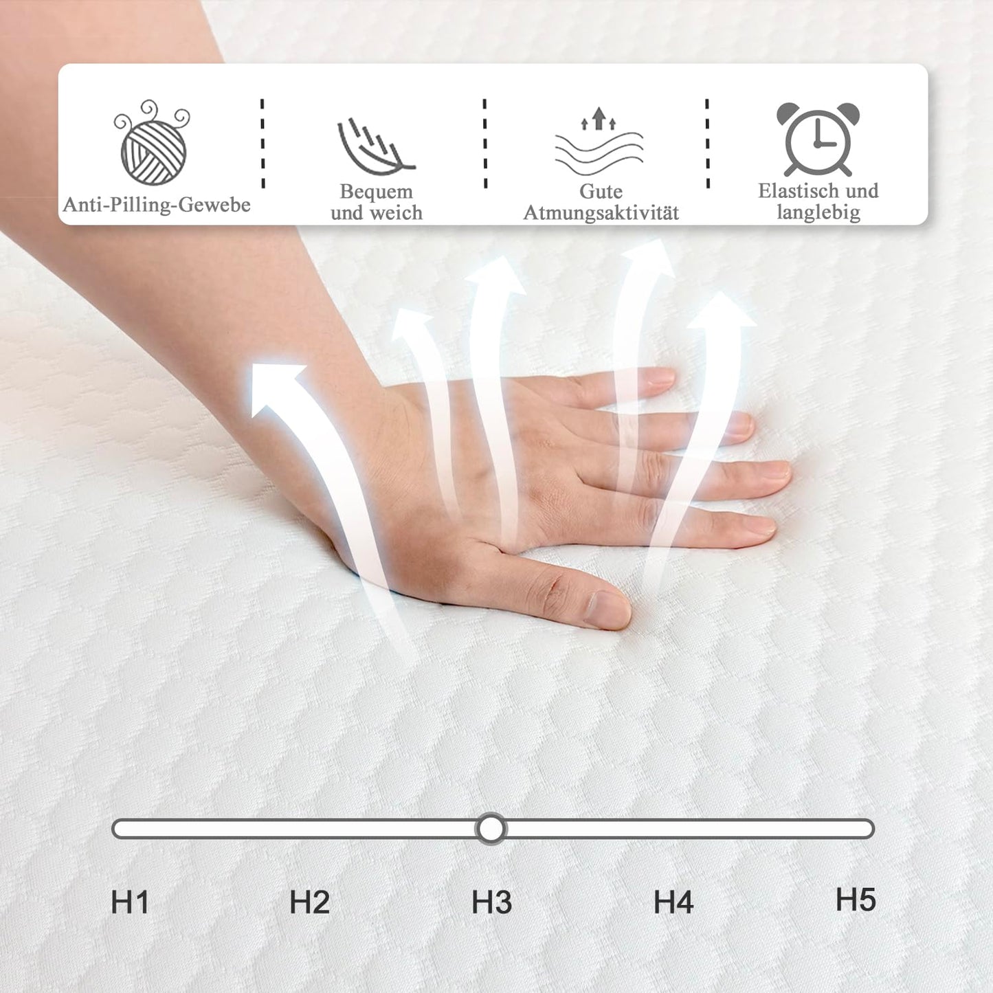 Memory Matratzen Mattress 180 x 200 cm, Double Bed Mattress 20 cm High, Cold Foam Mattress, Gel Memory Foam Mattress, Hardness Levels H2 and H3, 7 Zones for Comfort and Durability (180 x 200 x 20 cm)