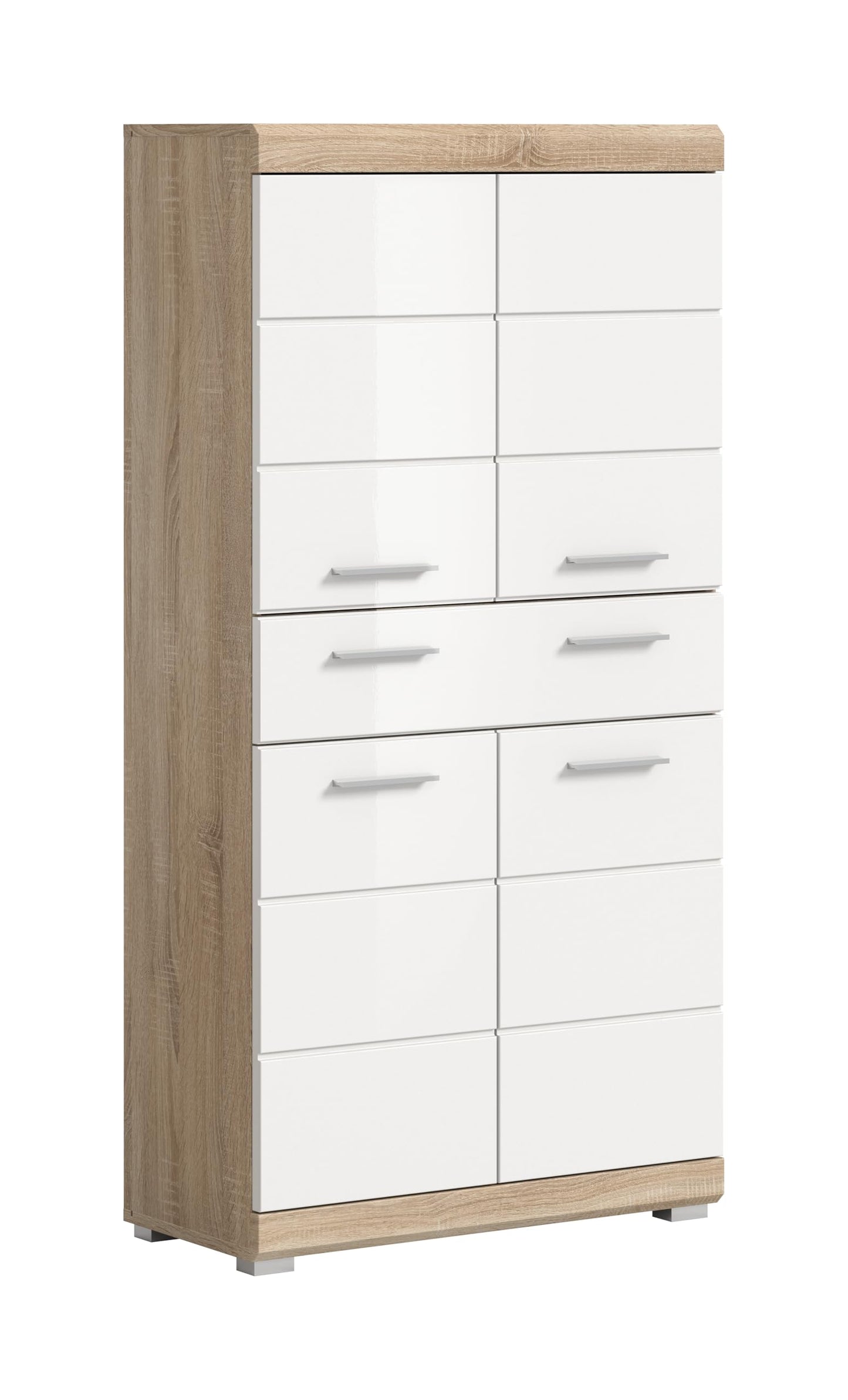 Badezimmer Scout X06B2723 Wall-Mounted Cupboard Wide Cabinet in Front White High Gloss Body Smoke Silver Nb. Approx. 74 x 79 x 24 cm