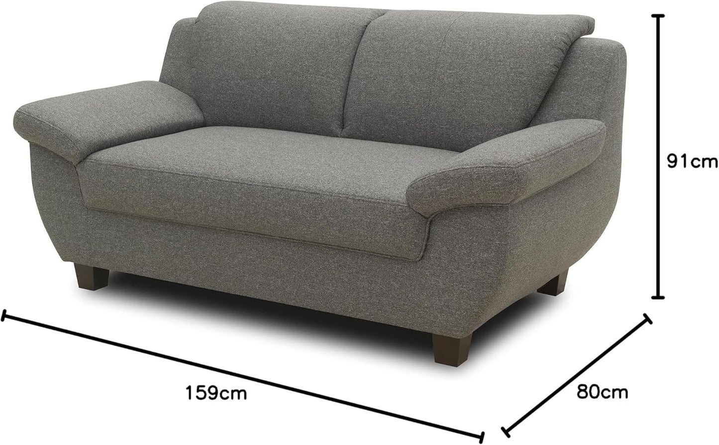 DOMO. collection Panama 3-Seater Sofa 3-Seater Couch Set 3-2-1 Anthracite 207 cm