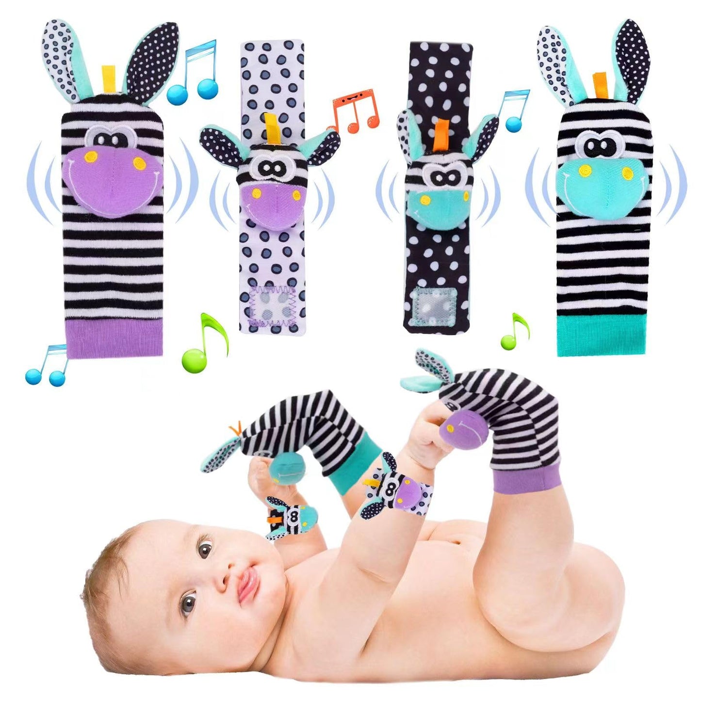 Accevo Baby Wrist Rattles & Rattles Socks Baby Cuddly Toys Early Learning Toy for Toddlers Newborn Baby Gifts Toy for Babies Baby Shower Gift 0-12 Months