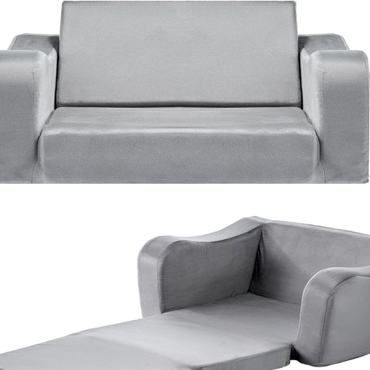 VEVOR Children's Sofa Children's Chair Made of 28D Sponge & Short Pile with Armrests, Fold-Out Children's Couch in Lounger, Sofa Bed Children (18 Months - 6 Years), Birthday Gift for Girls & Boys