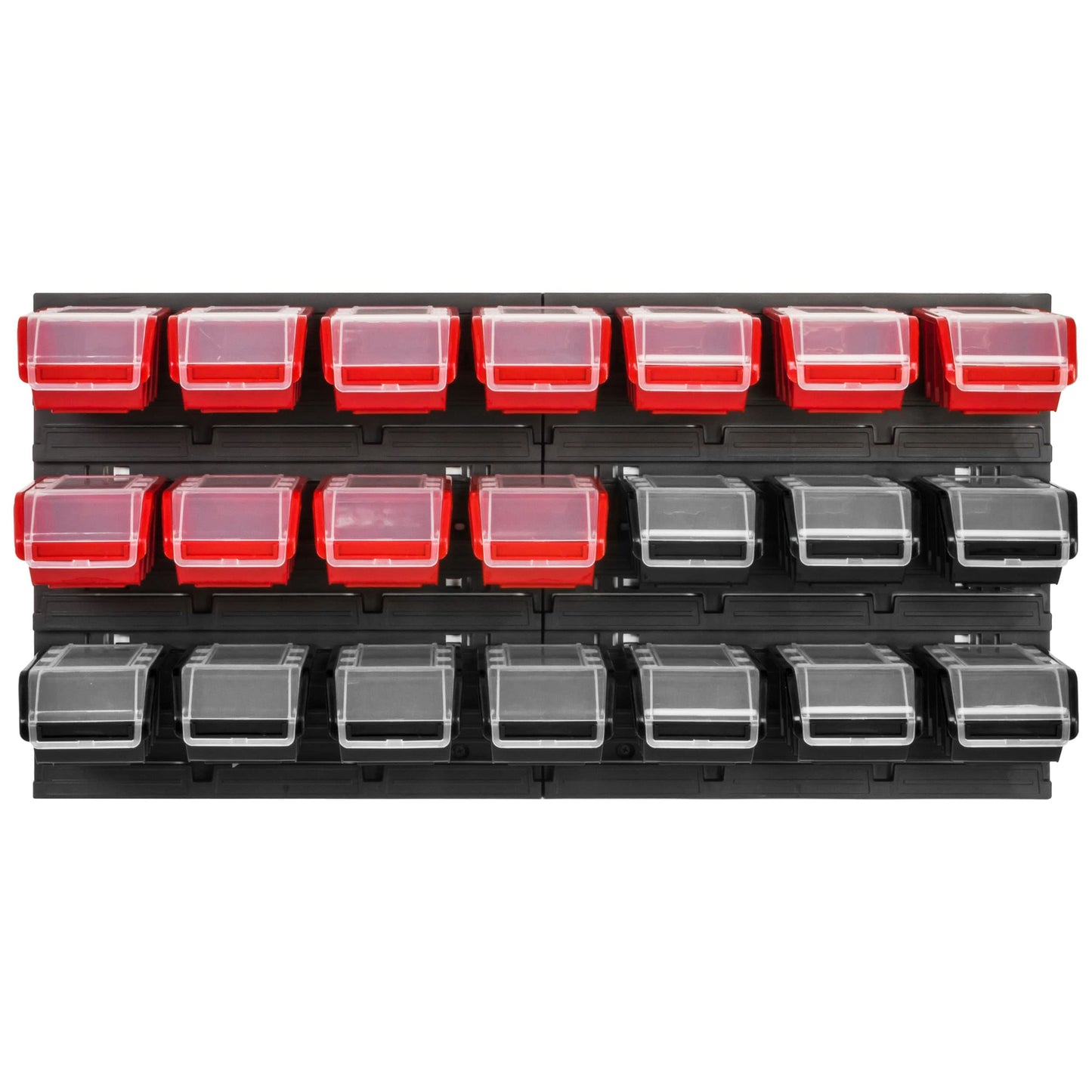 Storage System Workshop Shelf, 78 x 39 cm, Pack of 21 Box, Wall Shelf with Stacking Boxes, Wall Plates, Extra Strong Chute Shelf, Warehouse Perforated Wall, Storage Shelf, Garage Shelf (Red)