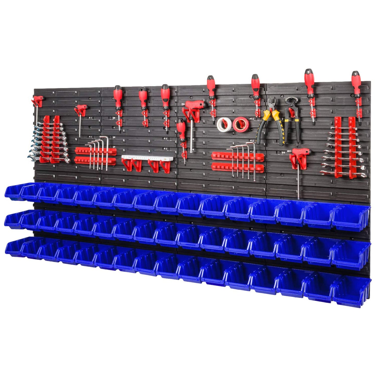 Storage System, 780 x 1152 mm, Stacking Boxes, Wall Shelf, 20 Holders, Storage Boxes, 44 Boxes, 5 Compartments