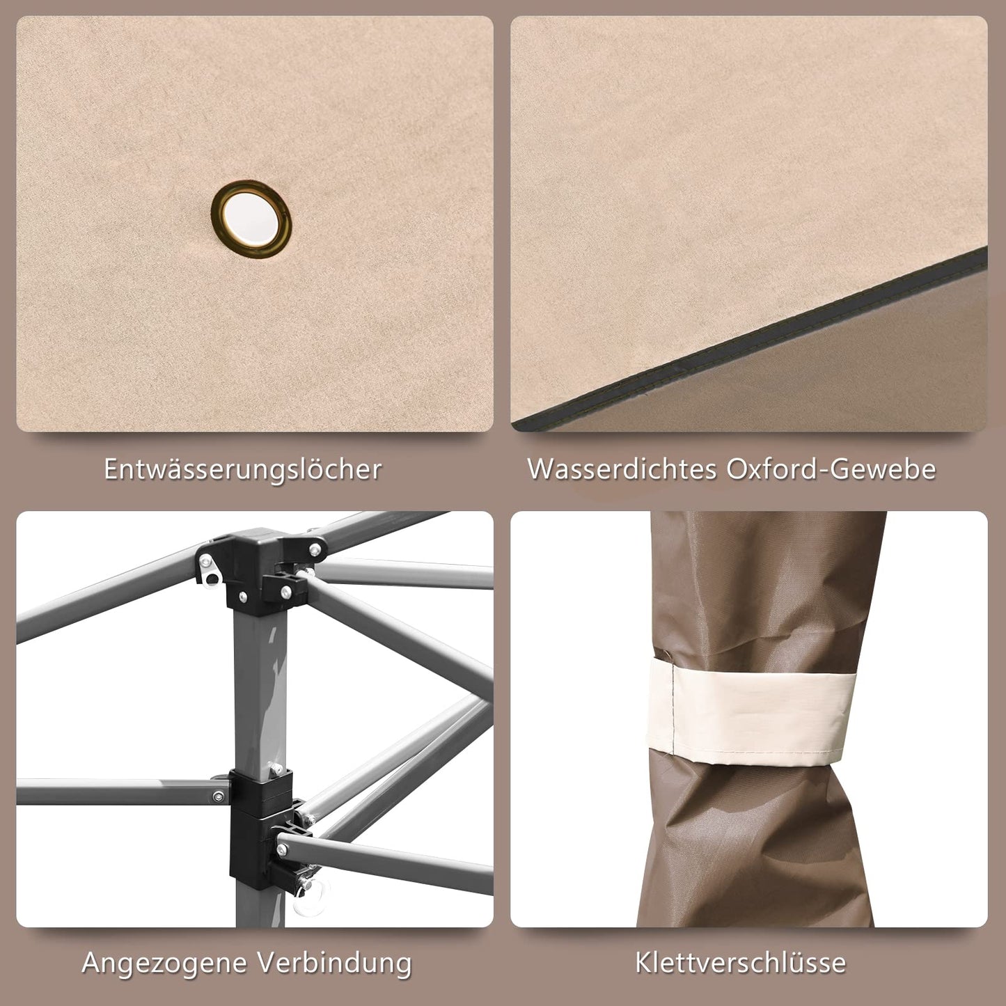 COSTWAY Gazebo 4 x 4 m, Pop-Up Folding Gazebo with Double Roof, Waterproof, Stable, UV Protection 50+, Garden Gazebo with Carry Bag on Wheels, Garden Tent for Patio, Garden (Grey)