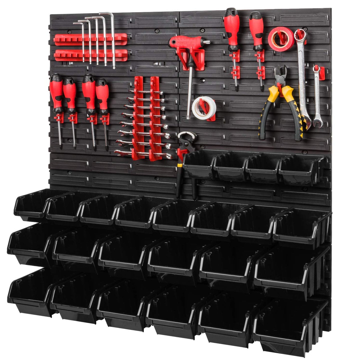 Storage System, 780 x 1152 mm, Stacking Boxes, Wall Shelf, 20 Holders, Storage Boxes, 44 Boxes, 5 Compartments