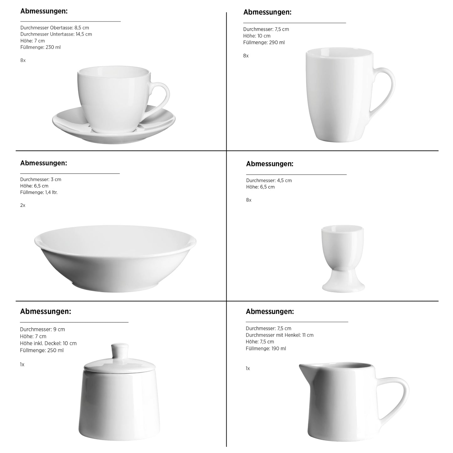 MÄSER 931523 Barca Geschirr-Set für 6 Personen, 30-tlg. Kombiservice, Porzellan, Weiß