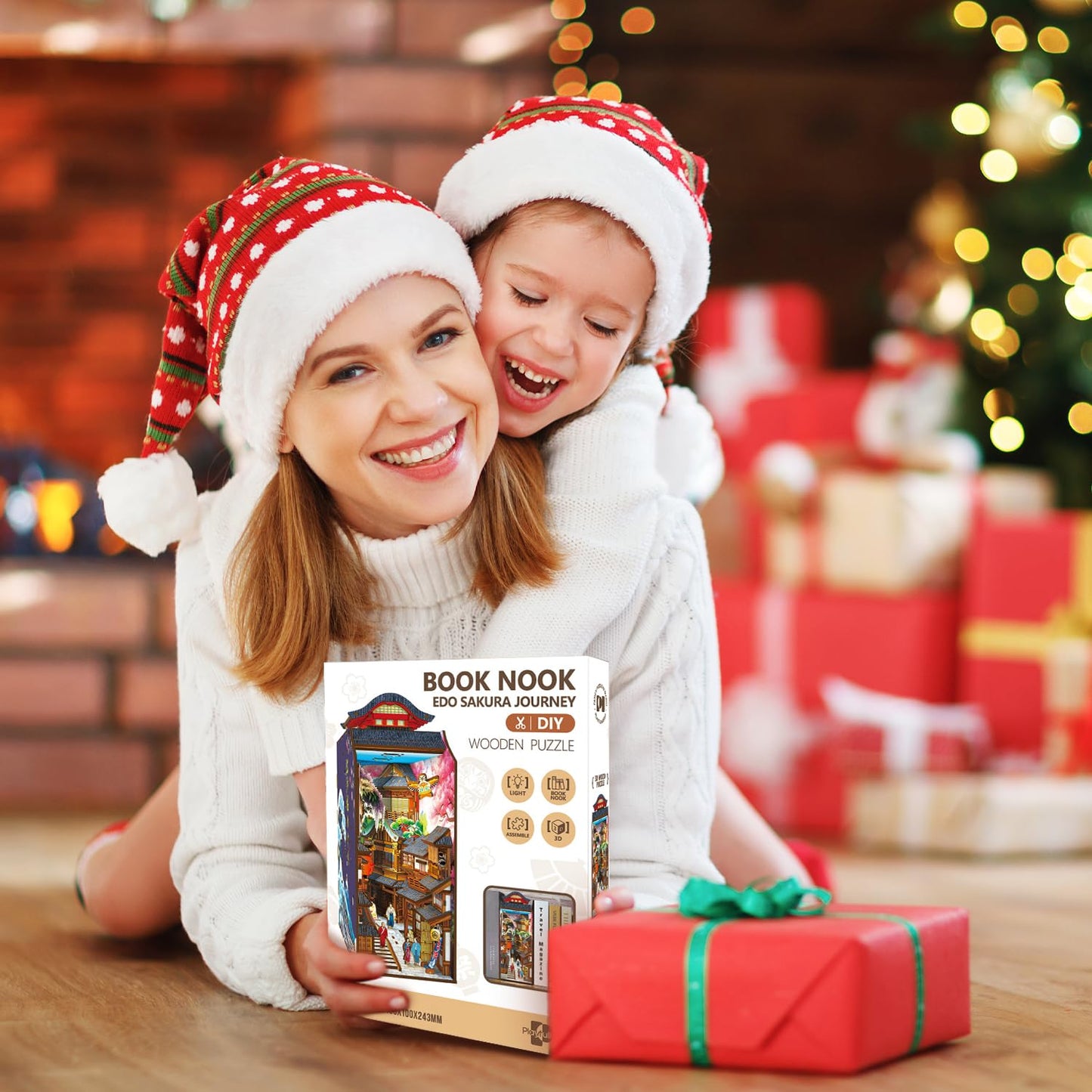 Book Nook Japan, Sakura Straße Booknook Japanischer Kit, 293PCS DIY Miniature House mit Licht, 3D Puzzle für Erwachsene und Heranwachsende, Japanische Deko Holzpuzzle Erwachsene Bücherregaldekoration