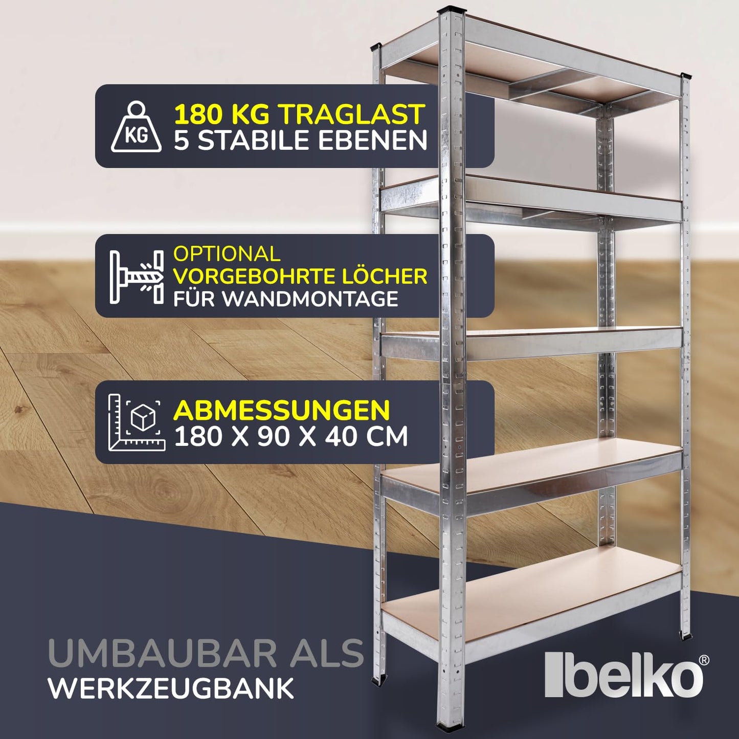 Panorama24 Shelf, Storage Shelves, Pack of 2, Basement Shelving / Workshop Shelving / Garage Shelving, Heavy-Duty Shelving 875 kg