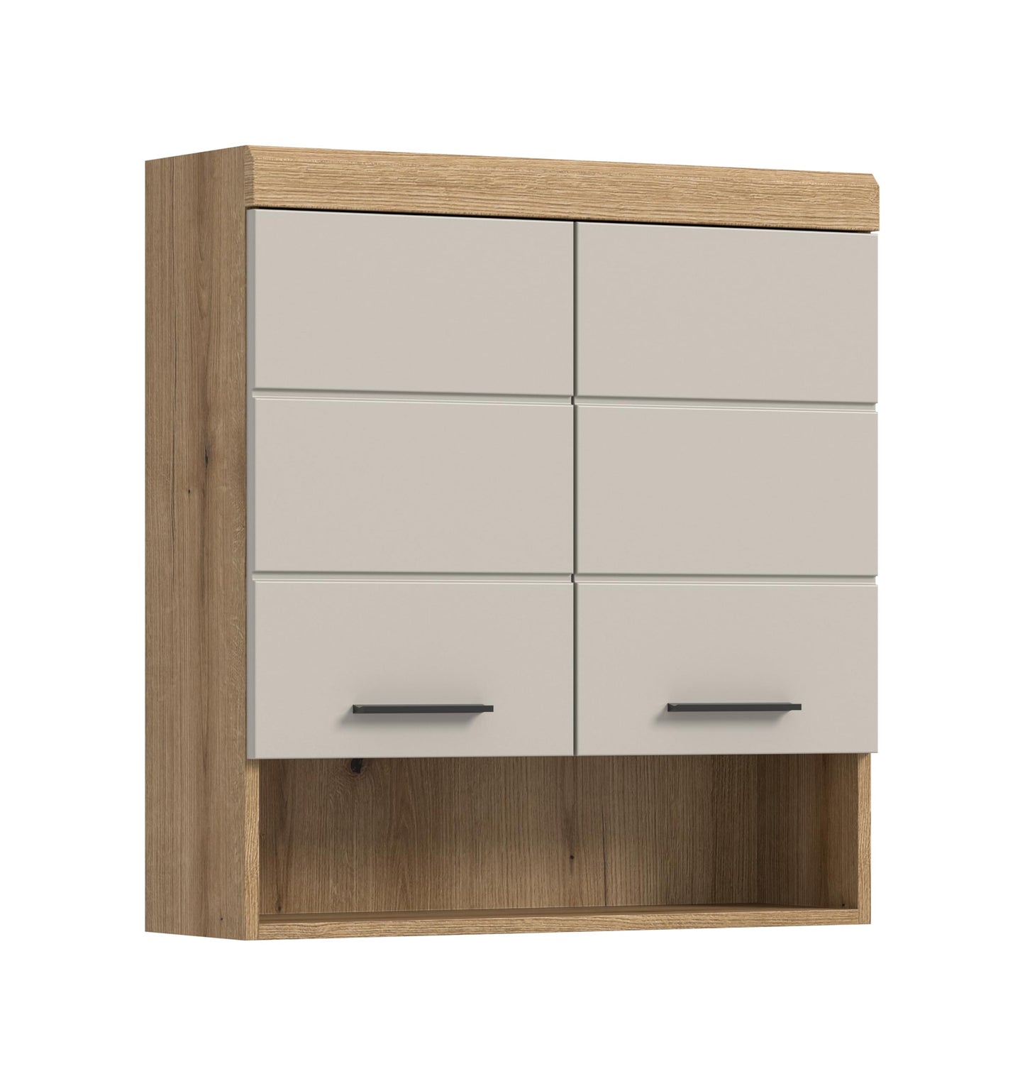 Badezimmer Scout X06B2723 Wall-Mounted Cupboard Wide Cabinet in Front White High Gloss Body Smoke Silver Nb. Approx. 74 x 79 x 24 cm