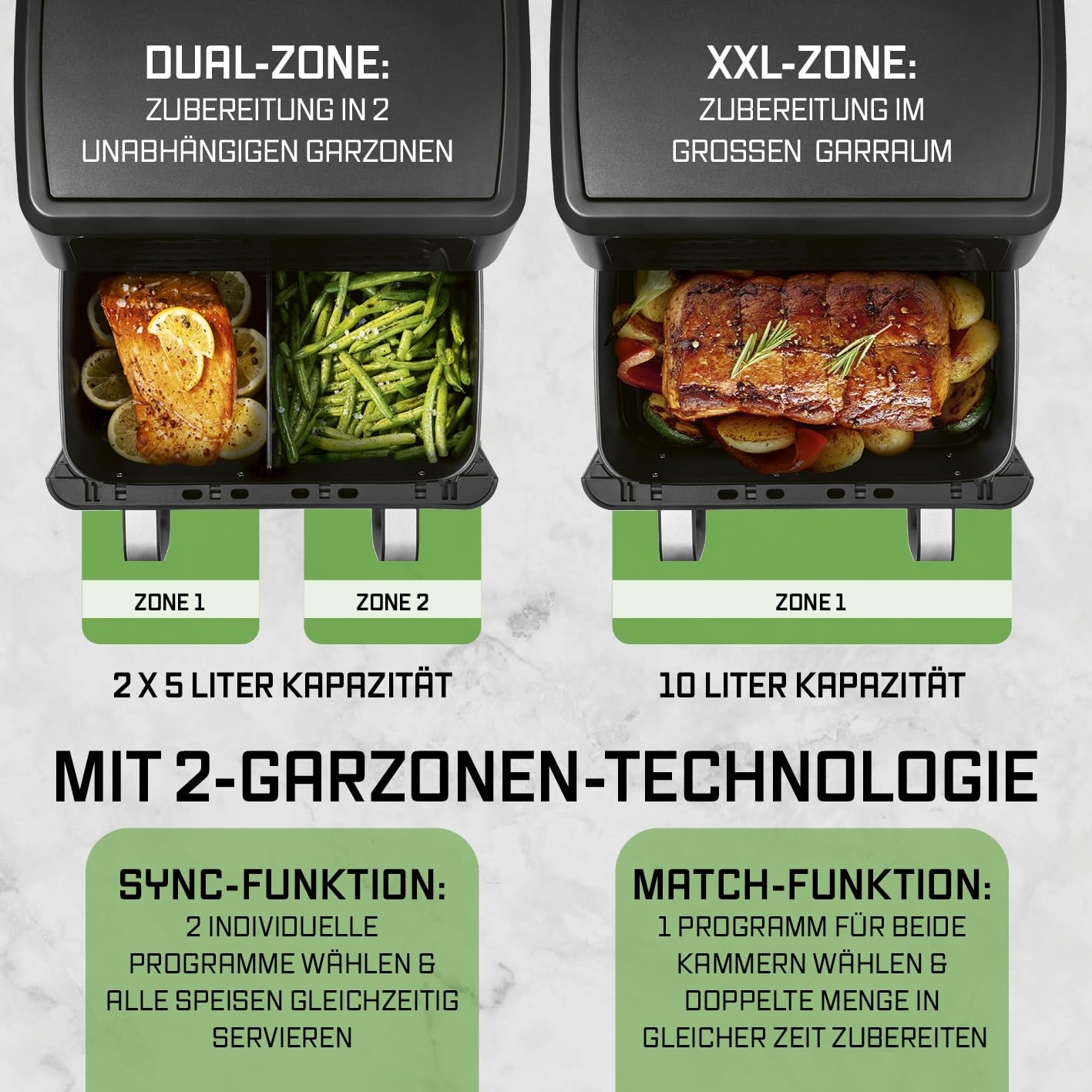 GOURMETmaxx Digitale Heißluftfritteuse 12 L, XXL-Edelstahl-Ofen | Airfryer + Timer, Touchdisplay, Drehspieß | fettarm, energiesparend frittieren | 10 Programme inkl. Pizza | 1800 W