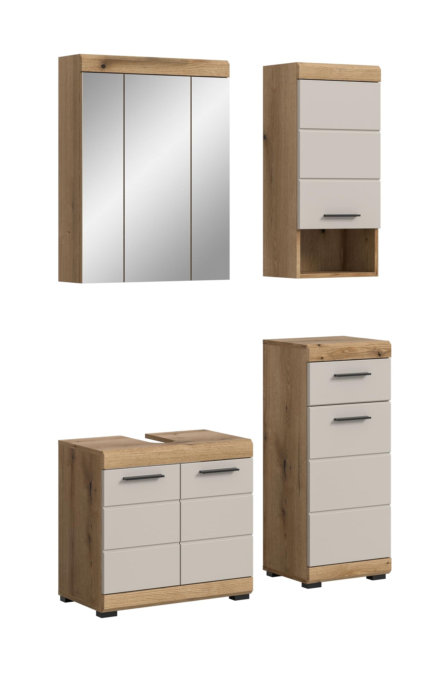 Badezimmer Scout X06B2723 Wall-Mounted Cupboard Wide Cabinet in Front White High Gloss Body Smoke Silver Nb. Approx. 74 x 79 x 24 cm