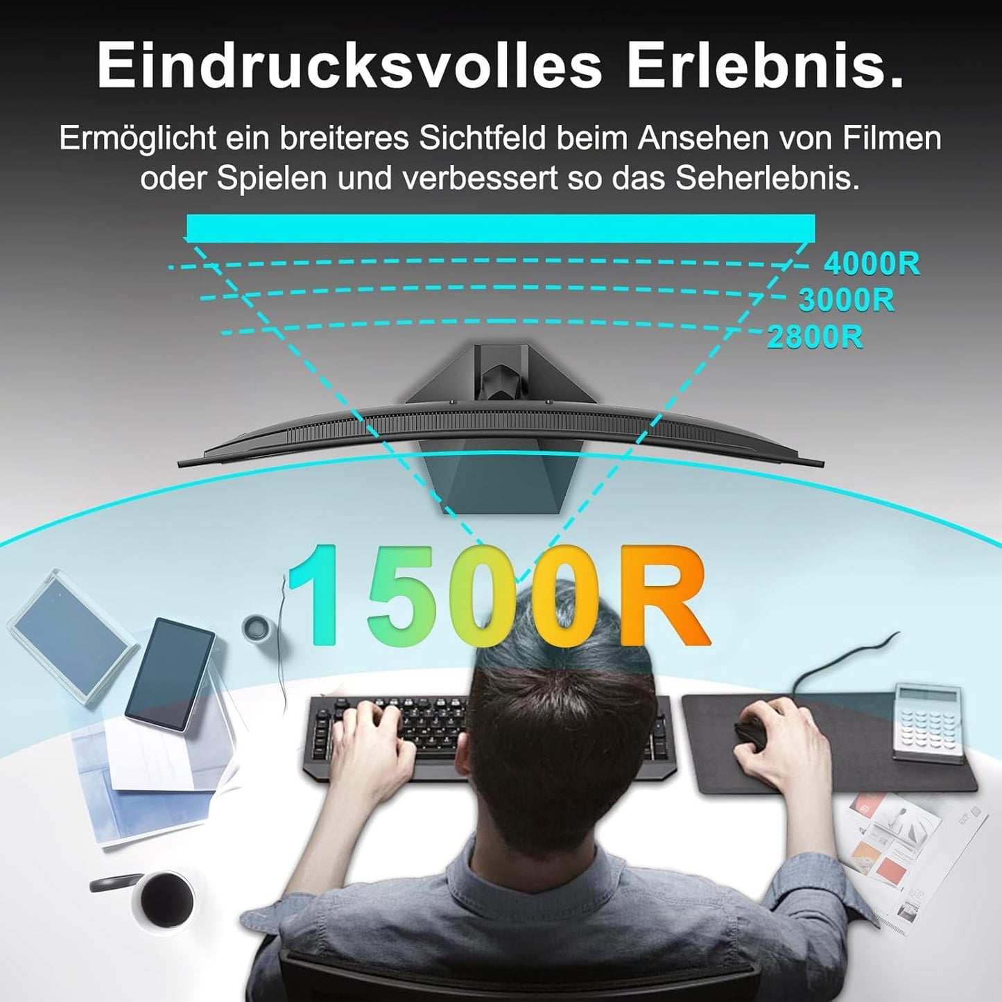Minifire Curved Monitor 27 Inch 100Hz, PC Screen with Speaker -1500R FHD (1920 x 1080p) VA Panel, MPRT 1ms, sRGB110%, Less Blue Light, HDMI 1.4, Type-C 2.5W, Supports VESA - Black