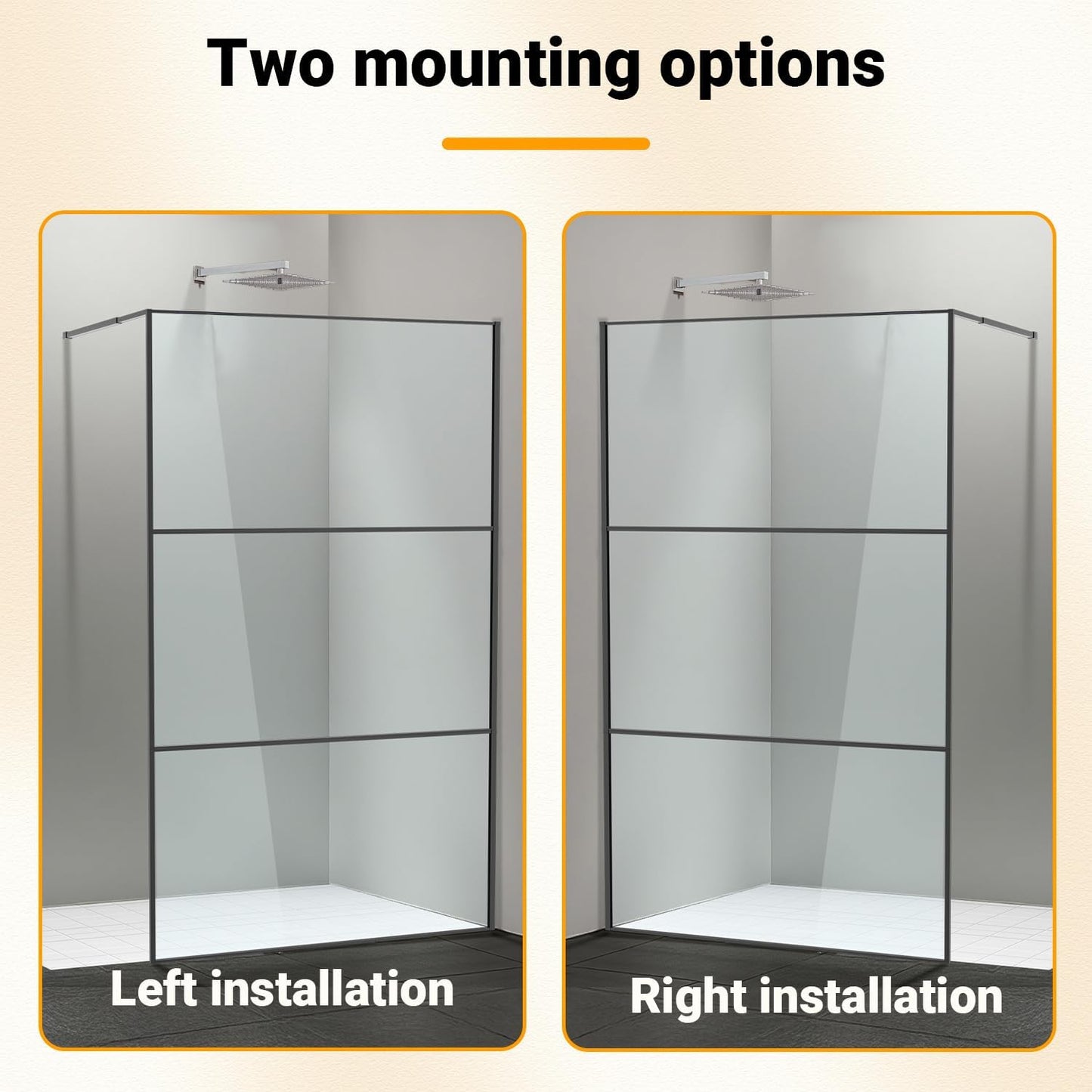 Shower Screen 80 x 200 cm Walk-in Shower Shiny Silver 3-Piece Segmented Full Frame 5 mm Tempered Safety Glass Right/Left Mountable for Floor or Shower Tray