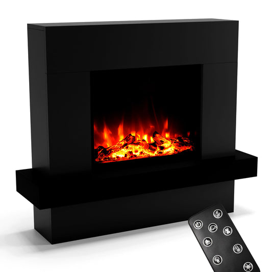 GLOW FIRE Electric Fireplace with Heater and Fireplace (Pandora Standing Fireplace) - Electric Fireplace with LED Fire in 3 Colours, Fan Heater, Wooden Decoration & Remote Control, 114 x 97 x 32 cm,