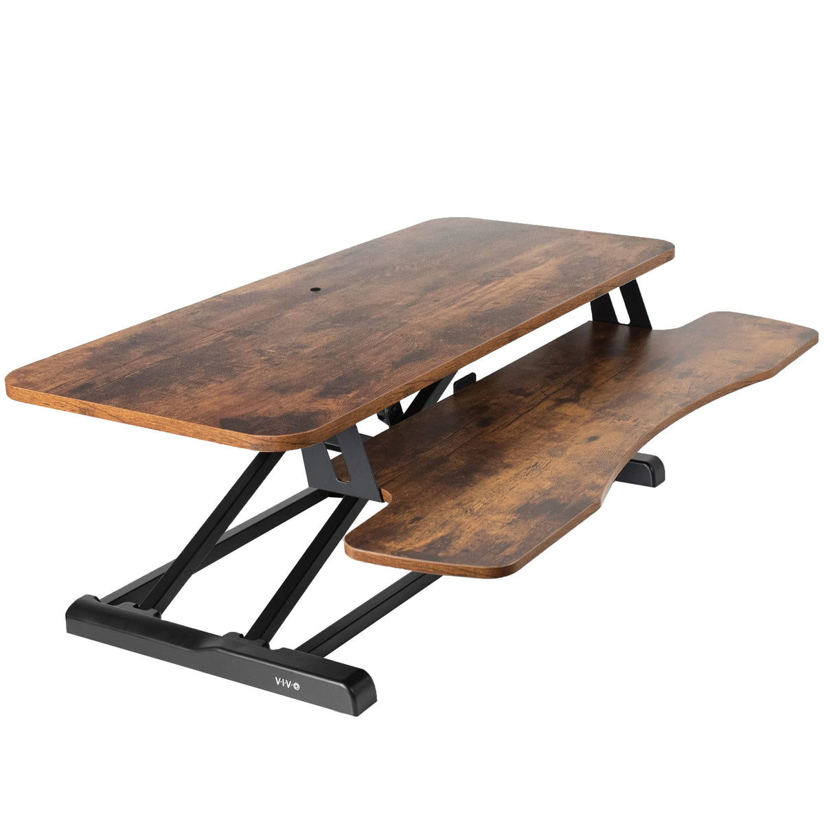 VIVO 81 cm Schreibtischaufsatz, K-Serie, höhenverstellbarer Steh-Sitz-Aufsatz, Dual-Monitor- und Laptop-Arbeitsplatz mit breiter Tastaturablage, Schwarz, DESK-V000K