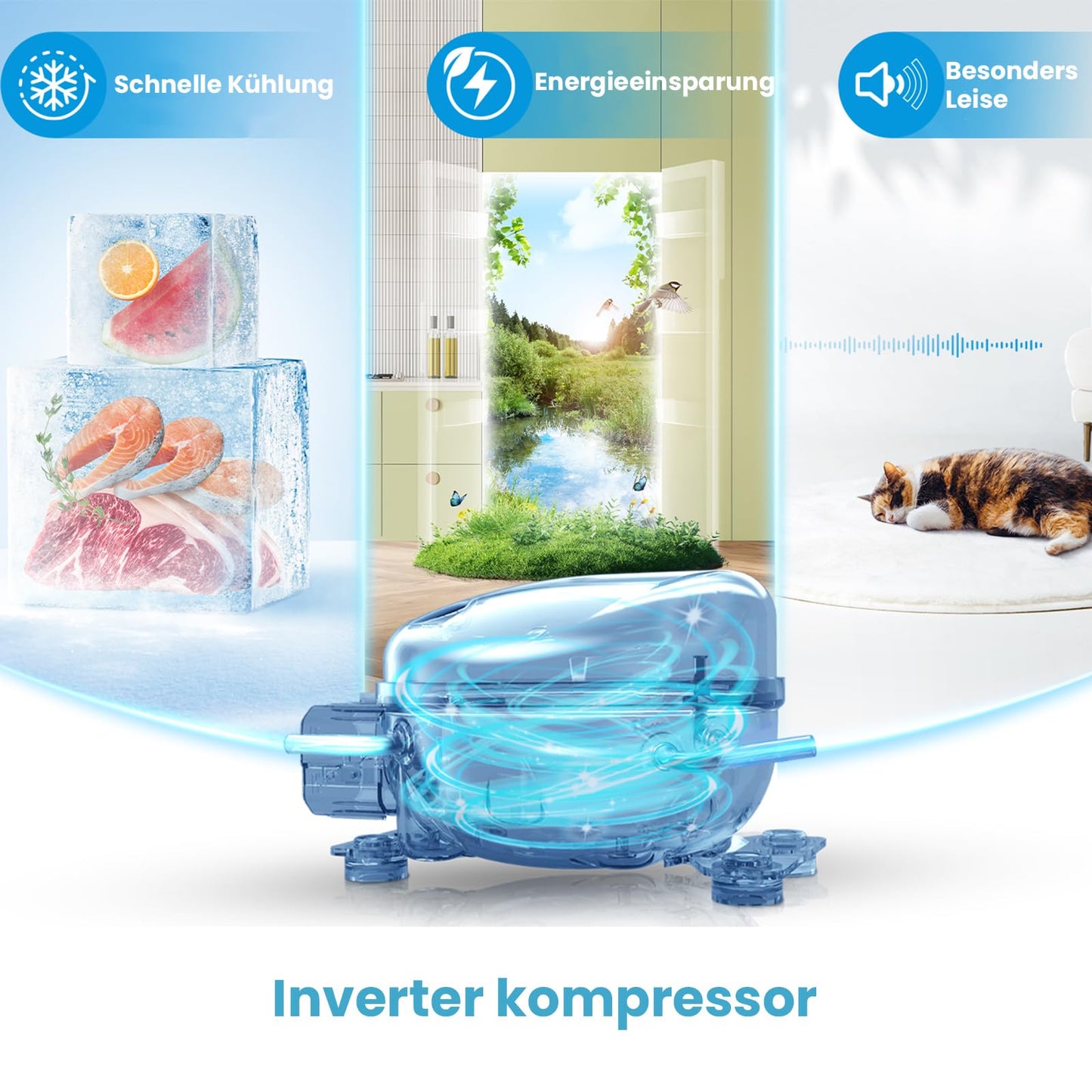 Comfee RCD80WH3(E) Fridge Freezer / 80L Small Fridge / with 12L Freezer Compartment / -18°C to -8°C / 4-Star Freezer Rating / Inverter Compressor / White [Energy Class D]