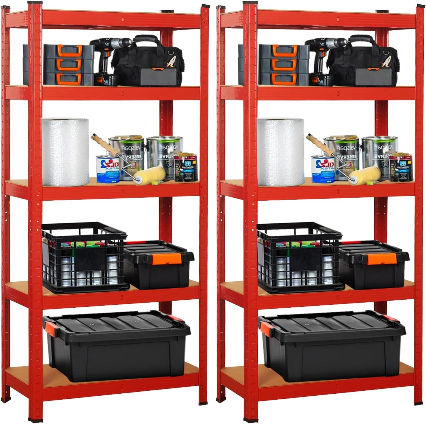SIGNZWORLD Premium Heavy Duty Shelving Unit 150 x 70 x 30 cm, Mounting Material 875 kg Load Capacity, 5 Adjustable Sturdy Shelving MDF Panels for Storage Shelving Basement Shelving Garage Cellar Room