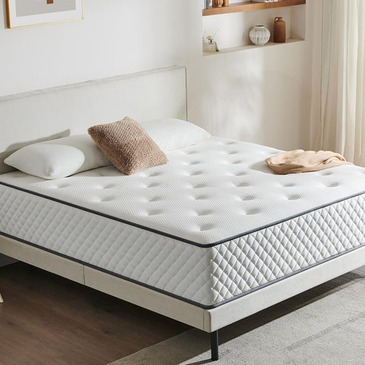 Mattress 180 x 200 cm, Pocket Spring Mattress Hardness H3 Medium Firm, 7-Zone Mattresses with High-Quality Comfort Foam, Back-Relieving, Rolled Mattress Height 25 cm