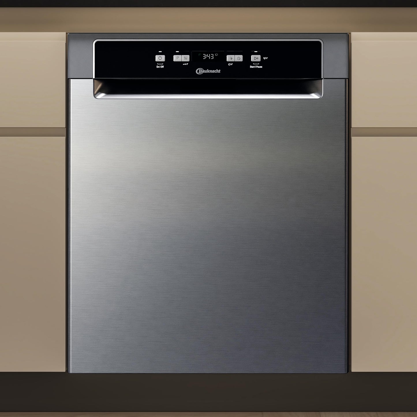 Bauknecht BK4UB14BN7A0X Undermount Dishwasher, 60 cm, ActiveDry Automatic Door Opening System, Delay Start, MultiZone, Separate Top or Bottom Basket Sink, Cutlery Drawer, Flexible Loading