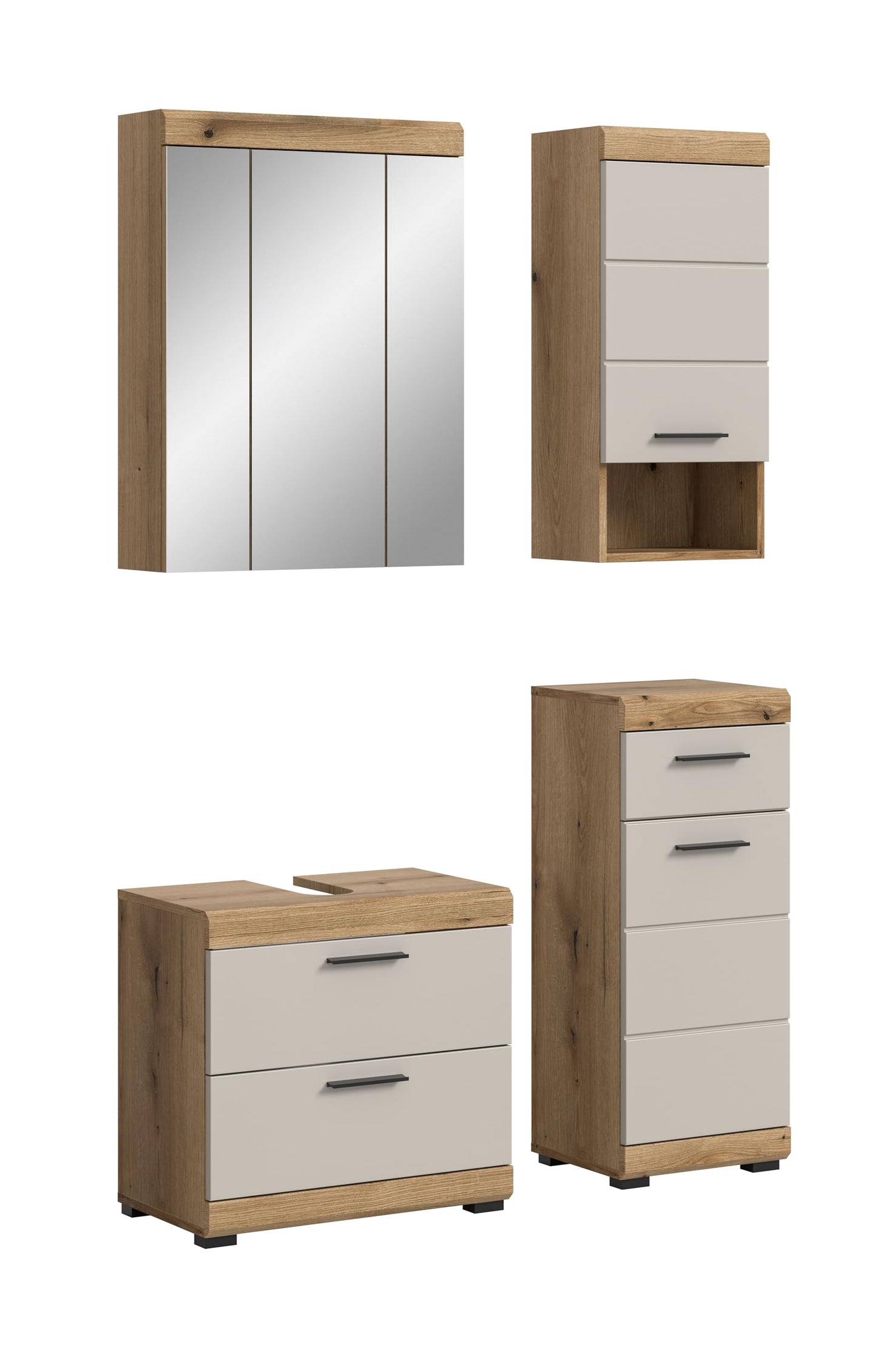 Badezimmer Scout X06B2723 Wall-Mounted Cupboard Wide Cabinet in Front White High Gloss Body Smoke Silver Nb. Approx. 74 x 79 x 24 cm