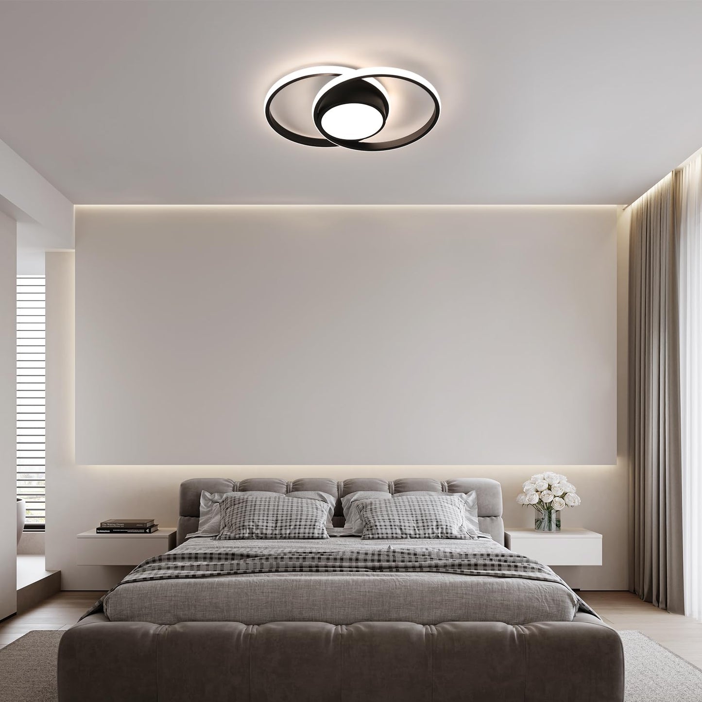 Comely LED Ceiling Lights, Pack of 2, 32 W, Round, 2350 lm, Modern, for Bedrooms, Bathrooms, Kitchens, Corridors, Balconies, 4500 K Neutral Light, Diameter 280 mm