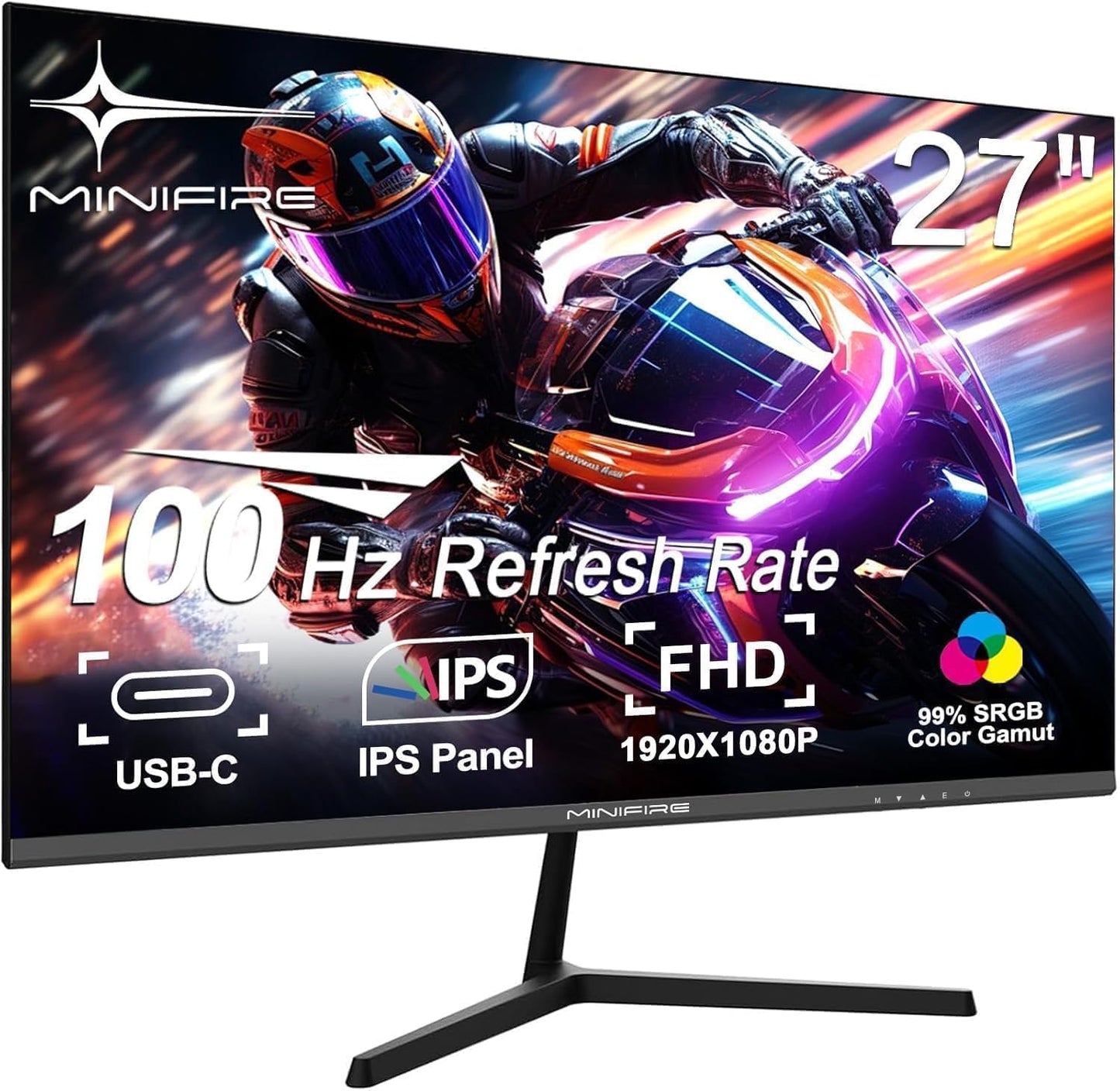 Minifire MFG32C3Q Gaming Curved Monitor 32 Inch 180Hz, 2K WQHD (2560 x 1440), 1500R, 1ms (MPRT), AMD FreeSync, sRGB 125%, VESA, 2xHDMI 2.0 / 2xDP (180Hz), Eye Care