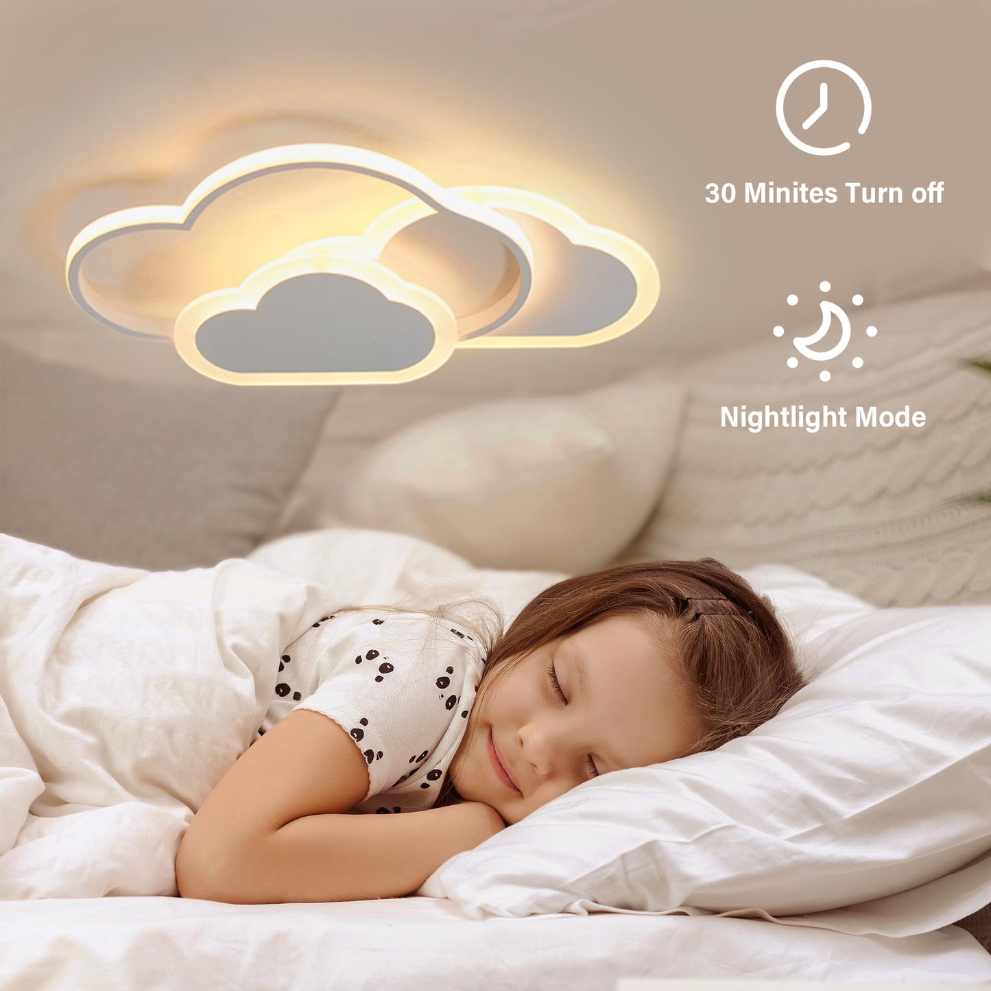 34 cm LED Ceiling Light Bedroom Wooden Children's Room Lamp Ceiling Star Children's Lamp Dimmable Ceiling Lamp for Children Lamp with Remote Control