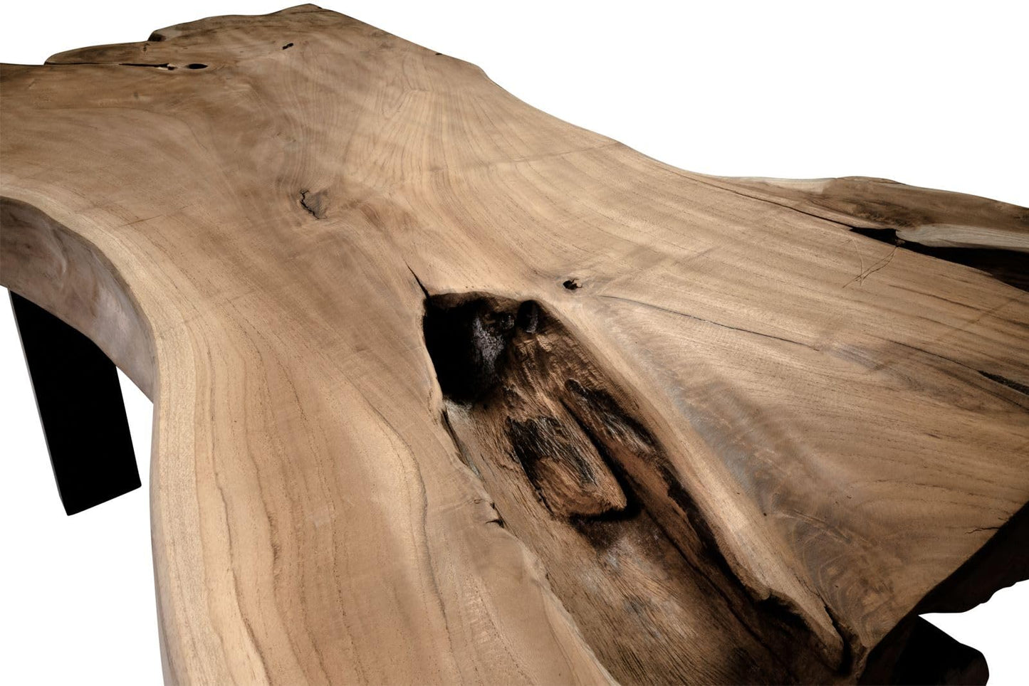 SAM Ibiza Coffee Table, Side Table Made of Root Wood, Solid Teak Wood + Natural, Sofa Table with Metal Legs, Black, 110 x 60 x 40 cm