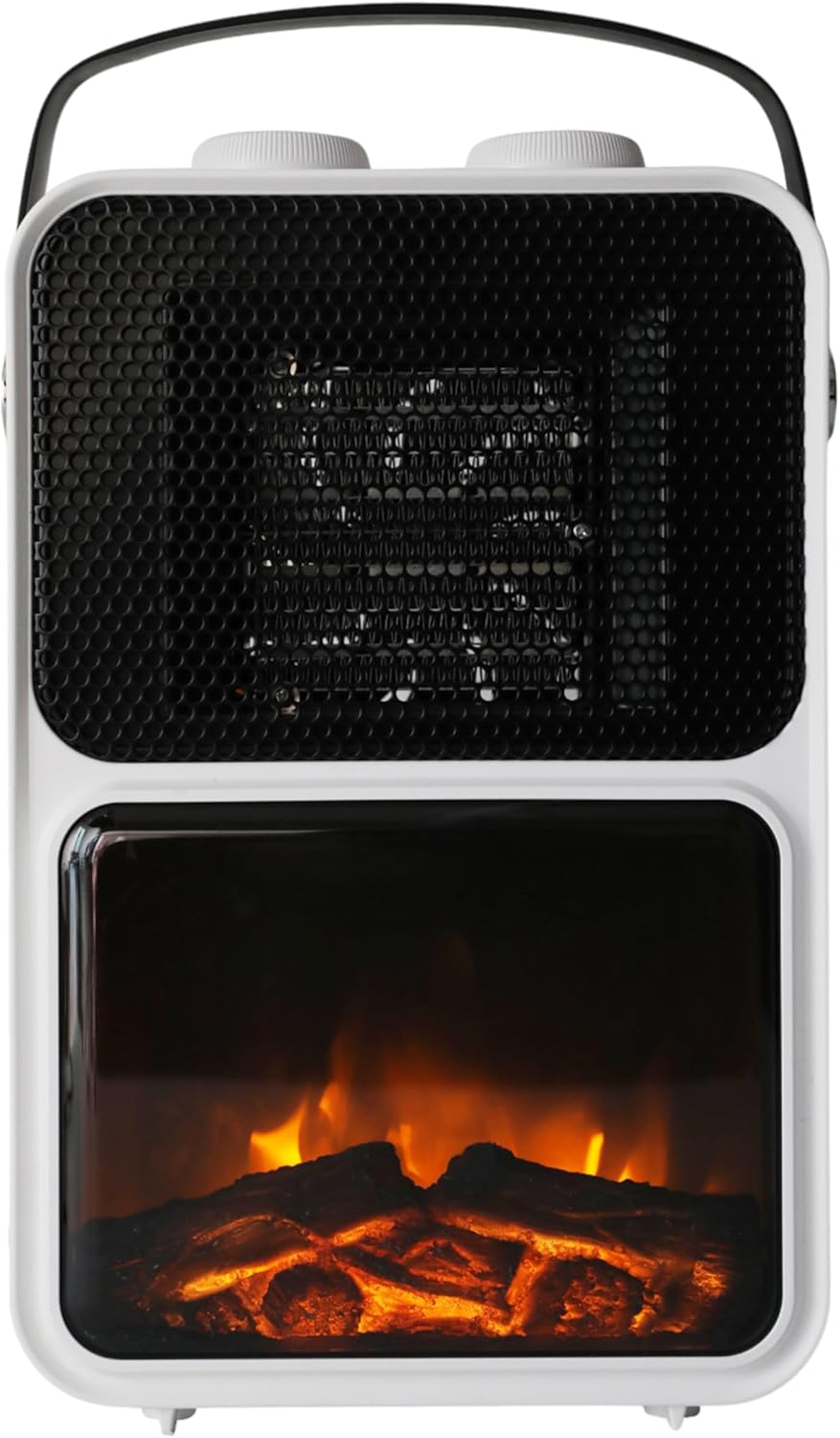SHX Electric Fireplace with Fan Heater, LED Fireplace, Flame Effect, Electric Fireplace with 1200 W Power, 2 Heat Settings, Quiet Heater (White)