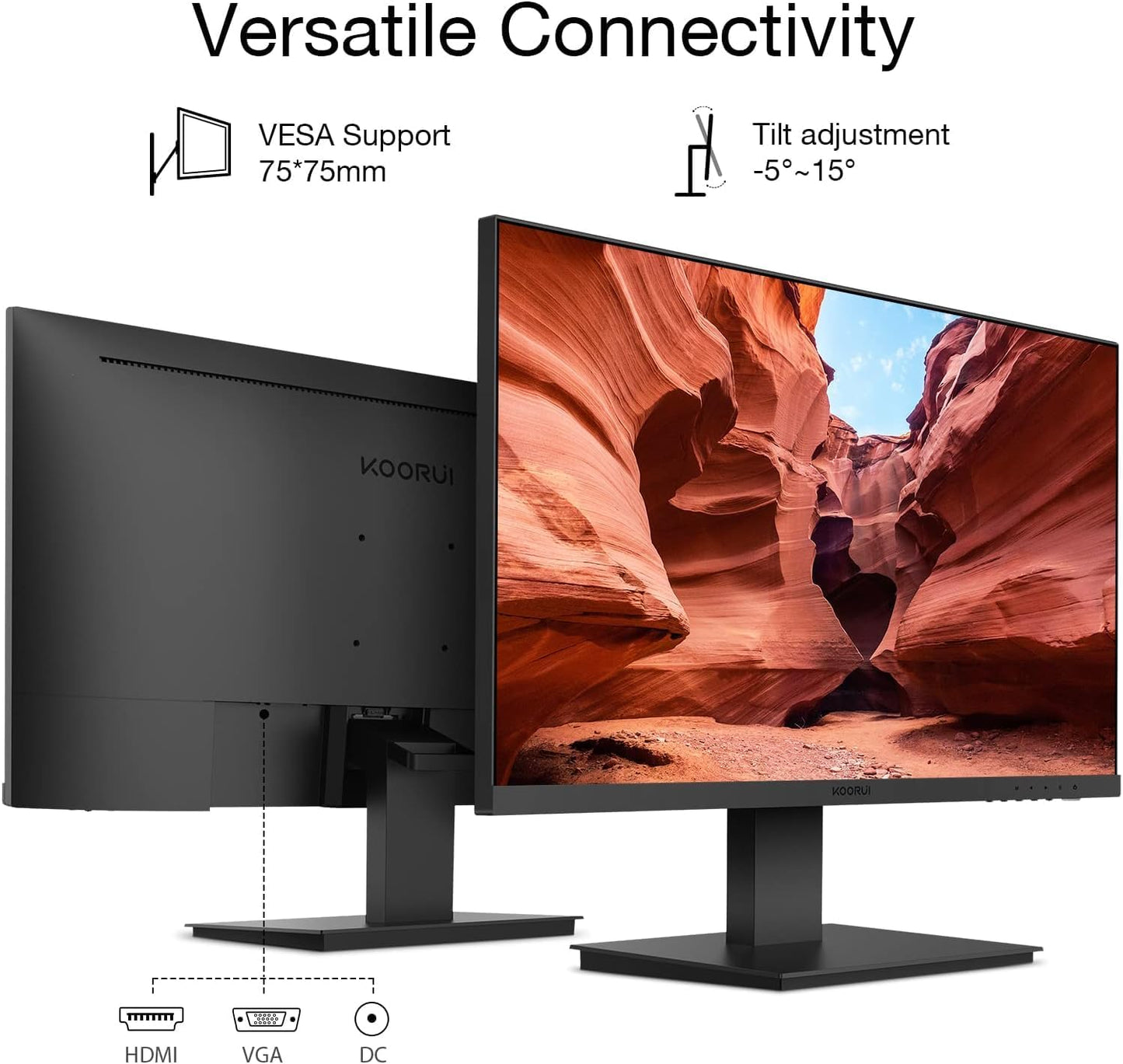 KOORUI Gaming Monitor 27 Zoll, Full HD Rahmenlos Bildschirm 165Hz Adaptive Sync (1ms, VA-Panel, Eye-Care, 1920 x 1080, 2xHDMI 2.0, & DisplayPort 1.4, VESA 75x75mm, DCI-P3 90%)