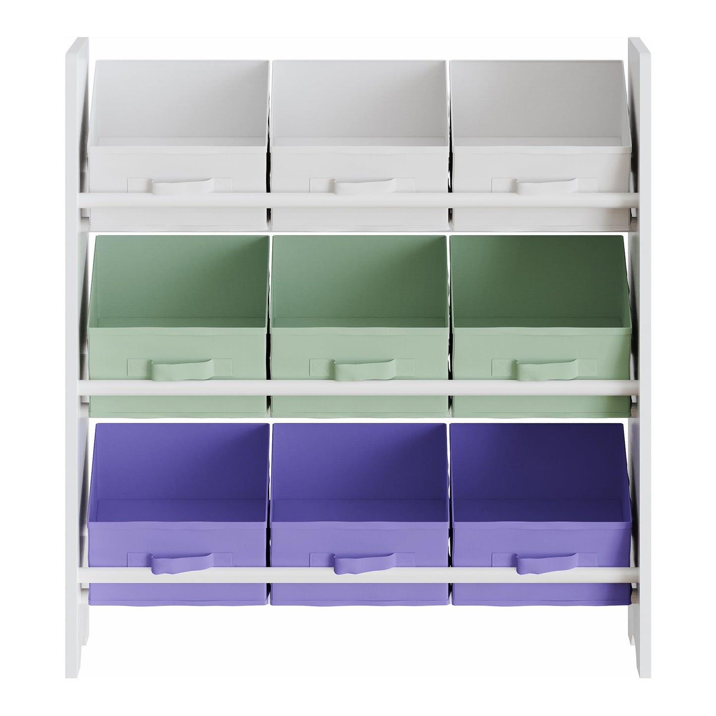 [en.casa] Boiro Children's Shelf, 60 x 62 x 30 cm, Standing with 9 Folding Boxes, Toy Storage Shelf, Ocean Motif