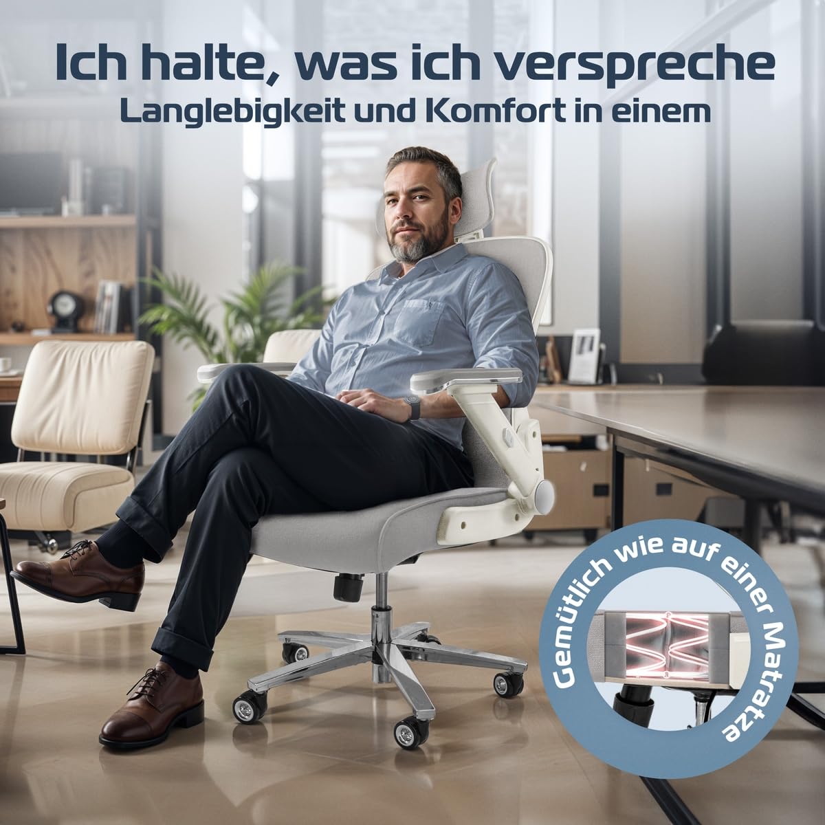 CLOUVOU BrightSeat Ergonomic Office Chair [Test Winner] Desk Chair 100% Individually Adjustable Office Chair & Gaming Chair Computer Chair Home Office Chair Ergonomic Swivel Chair 150 kg