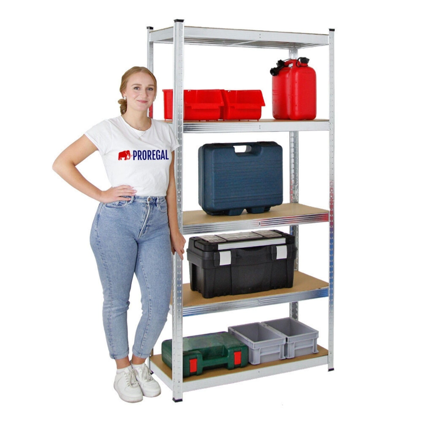 PROREGAL Gorilla Heavy Duty Shelving Unit H x W x D 180 x 90 x 40 cm Shelf Load 175 kg Galvanised Garage Shelving Basement Shelf Workshop Shelving Storage Shelving Boltless Shelving Unit